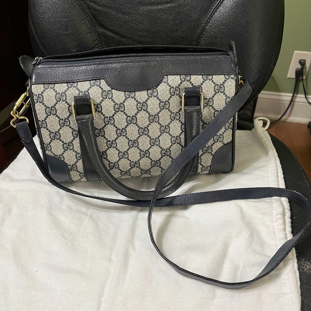 Vintage Gucci Blue Monogram Speedy Handbag
